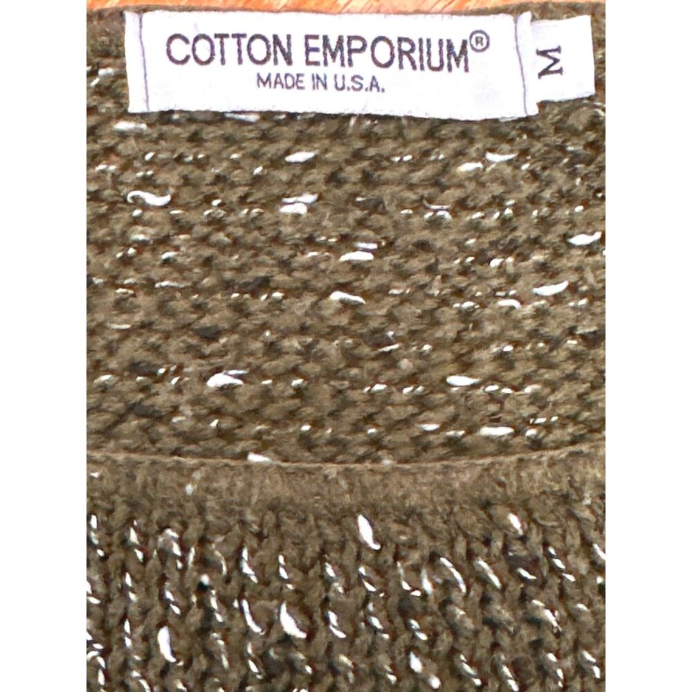 Cotton Emporium Crop Top Boho Cut Sweater M Olive Green Knit Acrylic Poly Blend - Picture 5 of 8